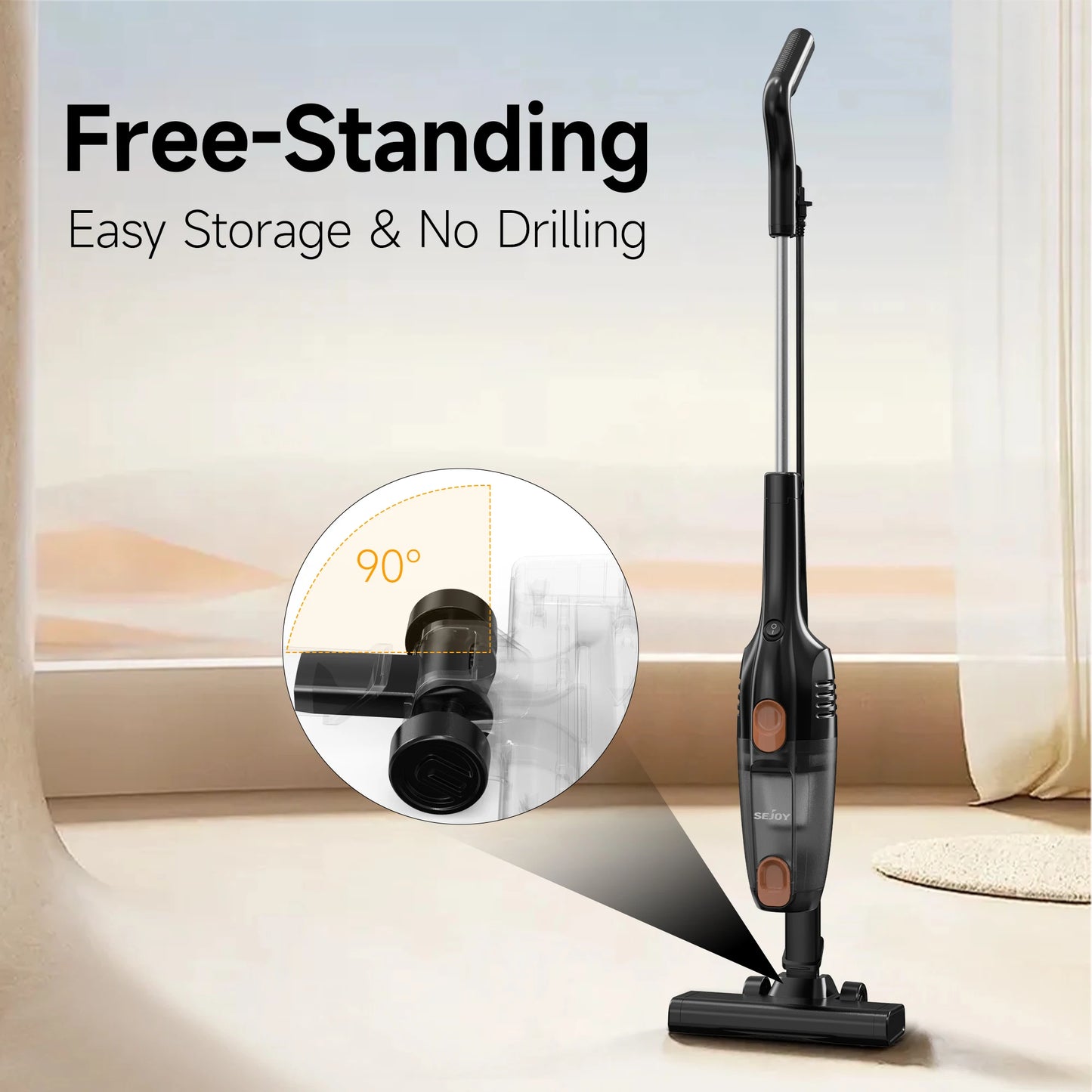 Sejoy 110/220v Corded Vacuum Cleaners 15Kpa Powerful Suction 600W Motor Stick Handheld Vacuum Cleaner for Home Pet Hair Carpet