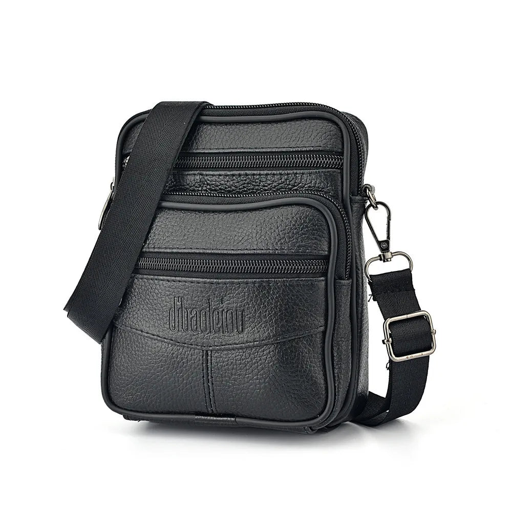 Men's New Genuine Leather Crossbody Bag Vertical Trendy Multifunctional Shoulder Bag Briefcase Casual Travel Messenger Bag