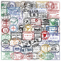 60pcs Vintage Passport Stamps Transparent Stickers Travel Decals For Phone Notebook Luggage Skateboard Guitar DIY Sticker Toy