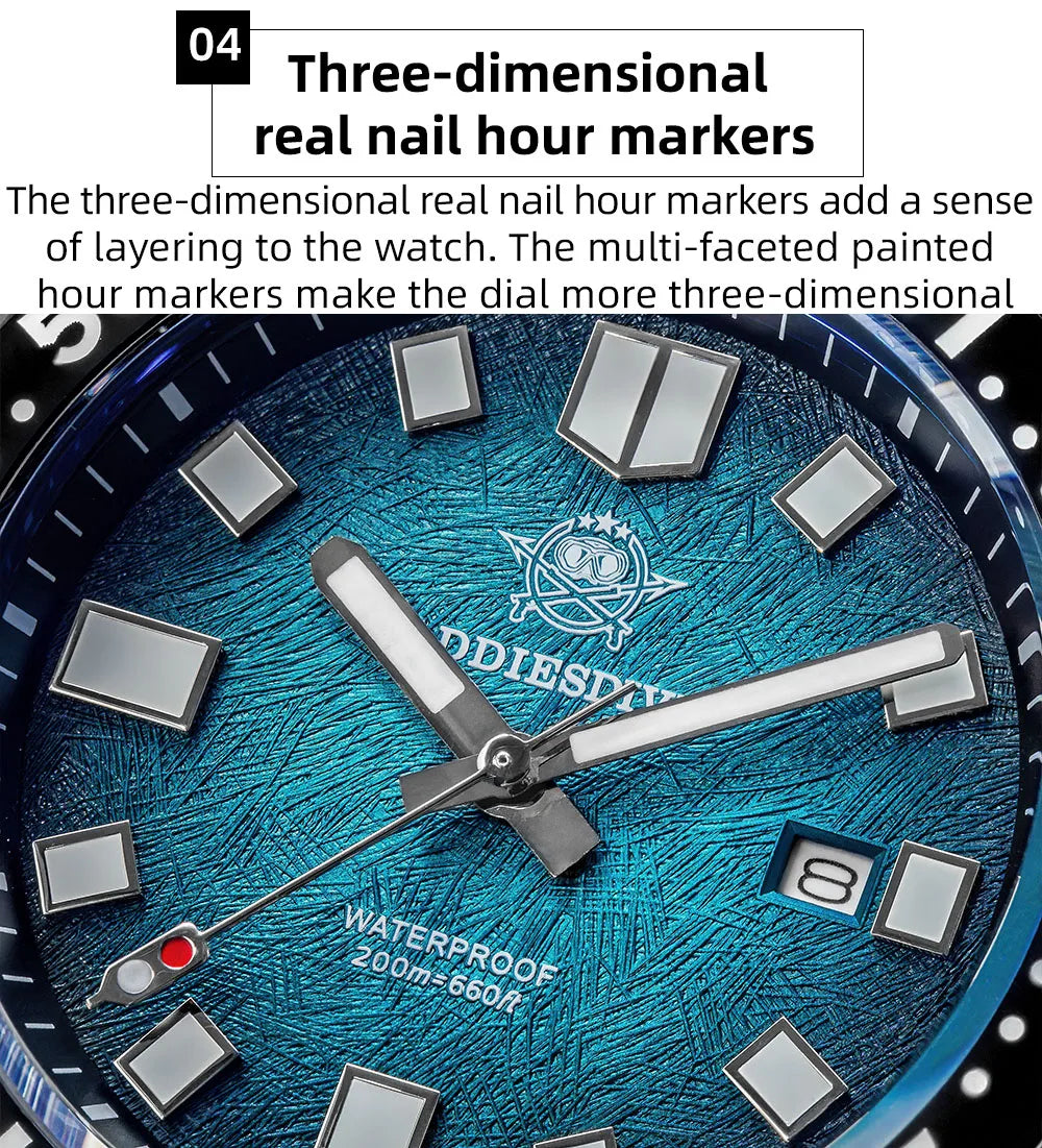 ADDIESDIVE Men Watch Sapphire Glass AR Coated Quartz Watches Luminous 200m Waterproof Turtle Diver Watch Reloj Hombre AD2511