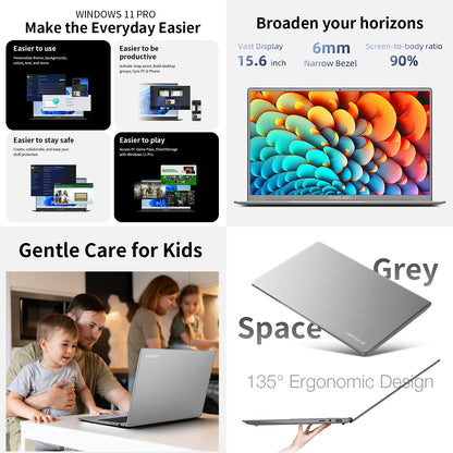 TECLAST F16 Pro 15.6 inch Laptop 16GB RAM 512GB SSD Computers for Intel N95 CPU 1920x1080 IPS Backlit Keyboard Mini-HDMI WiFi 6 USB3.2 F16Pro Notebook