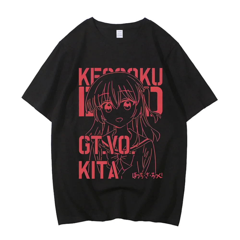 Unisex Anime Cos BOCCHI THE ROCK Hitori Gotoh Ljichi Nijika Cotton Casual Short Sleeve Tees High Quality Streetwear