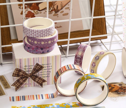 MINKYS 5pcs/set Basic Grid Star Decorative Tape Cute Cartoon Creative Washi Tape School Stationery