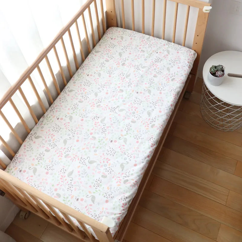 Baby Crib Fitted Sheet Newborns Bed Linen Children Cotton Cot Mattress Cover Protector For Toddler 130x70cm Allow Custom Size