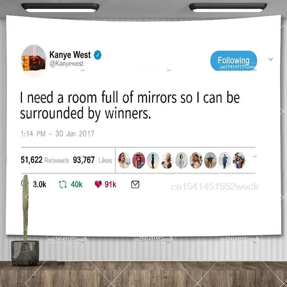 I'm The Reason I Smile Everyday Tapestry Kanye West Tweet Quote Wall Decor Flag Banner Meme Tapestrys Aesthetic Dorm Background