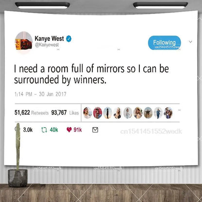 I'm The Reason I Smile Everyday Tapestry Kanye West Tweet Quote Wall Decor Flag Banner Meme Tapestrys Aesthetic Dorm Background