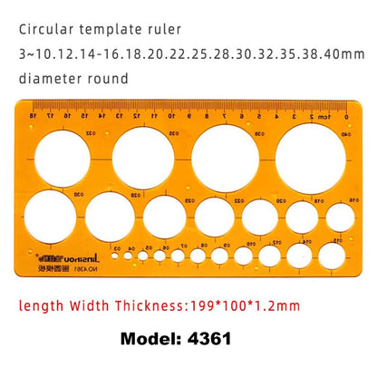 Geometric Drawing Template Set With Measuring Ruler - Yellow Transparent Plastic Tools+Bonus PE Zipper Bag - For Architecture