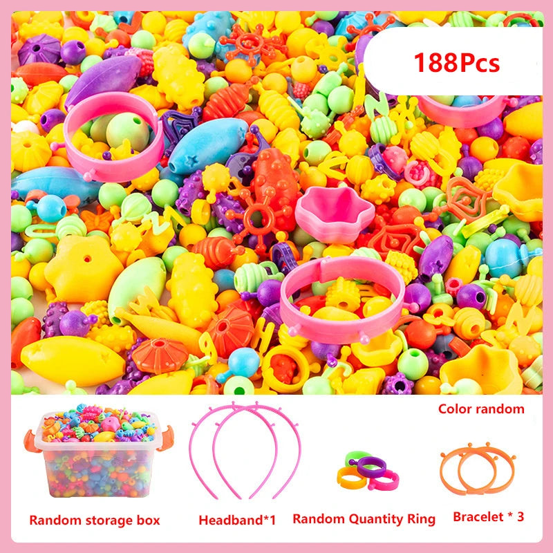 DIY Pop Beads Girl Toy Creativity PopArty Beads Snap-Together for Kid Crafts Children Bracelet Jewelry Fashion Kit Toy for Girl