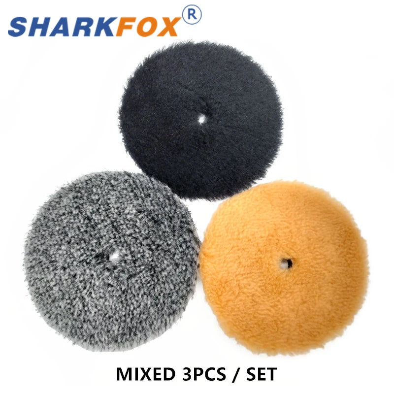 Sharkfox 5/6Inch Wool Car Polishing Pad High Density Lamb Woollen Polish Buffing Pad Wool Polishing Pad for Car Detail Polishing