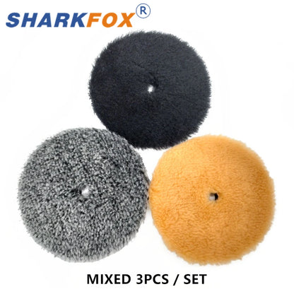 Sharkfox 5/6Inch Wool Car Polishing Pad High Density Lamb Woollen Polish Buffing Pad Wool Polishing Pad for Car Detail Polishing