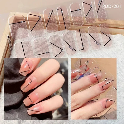1PC Gel Nail Sticker Patch Slider Flower Gradient Color Back Glue Full Cover Waterproof Gel Nail Sticker UV Lamp Curing Manicur