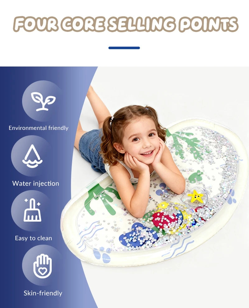 Inflatable Pvc Baby Water Mat for Infants Toddlers Early Education Press to Make Sound Tummy Time Play Mat
