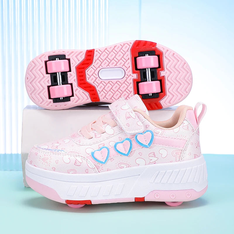 Roller Skate Shoes Kids Sneakers With Wheels Children Roller Skates Fashion Outdoor Sports Shoes Girls Boys Gifts Breathable New