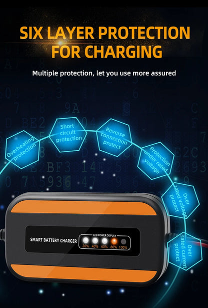 12V 6V Motorcycle Toy Car Battery Charger Mini Lead Acid Battery Charger 2A Full Automatic Charging Puls Repair for Auto Motorcy