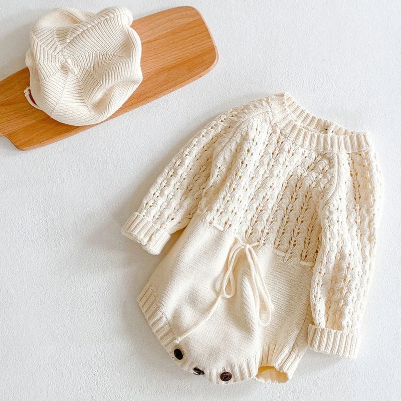 2025 Spring Baby Clothes Girls Romper Autumn Long Sleeve Baby Girl Knit Hollow Out Rompers Baby Jumpsuit Baby Clothes