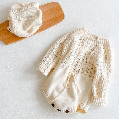 2025 Spring Baby Clothes Girls Romper Autumn Long Sleeve Baby Girl Knit Hollow Out Rompers Baby Jumpsuit Baby Clothes