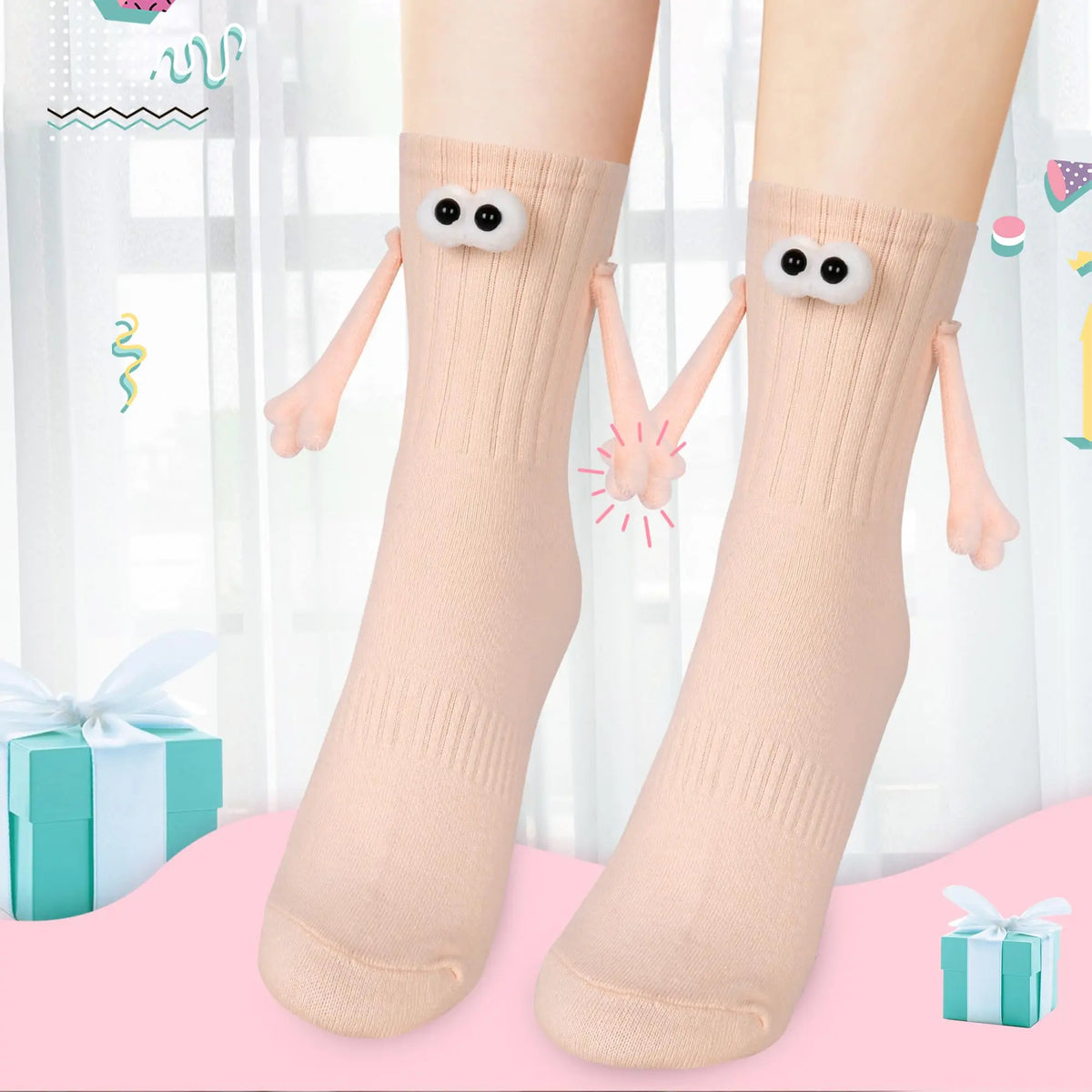 Magnetic Holding Hands Socks Novelty Funny Women Men Couple Socks Valentine's Gifts For Couples,Anniversary,Best Friends,Teens