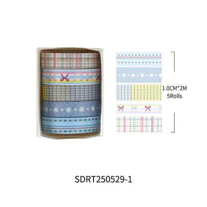 MINKYS 5pcs/set Basic Grid Star Decorative Tape Cute Cartoon Creative Washi Tape School Stationery