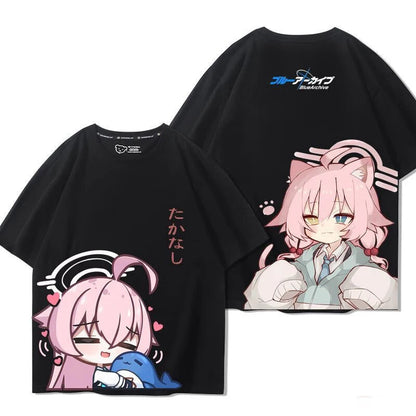 Takanashi Hoshino Game Blue Archive Cosplay T-shirts 3D Print Anime Cartoon Tees Summer Men Women Harajuku Y2k Short Sleeve Tops