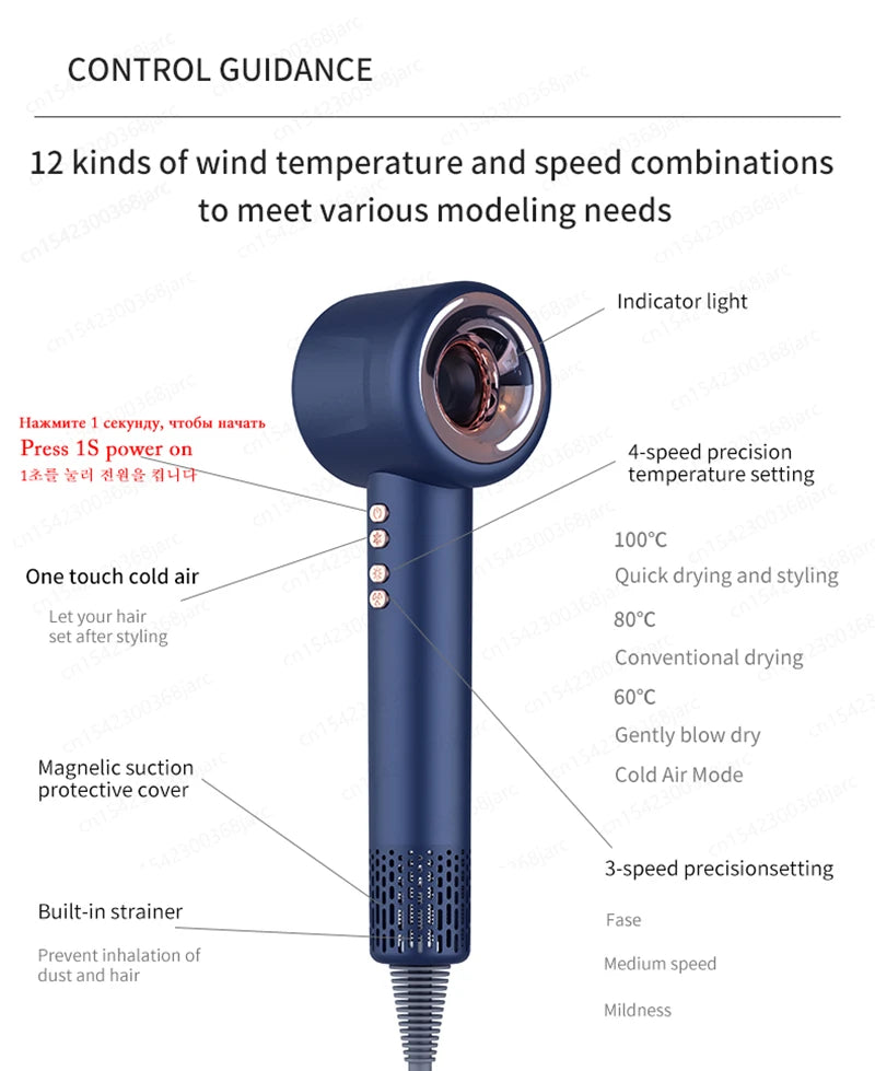 Professional Super Hair Dryer Personal Hair Care Styling Negative ion Salon Tool Constant Anion Electric Leafless Hair Dryers