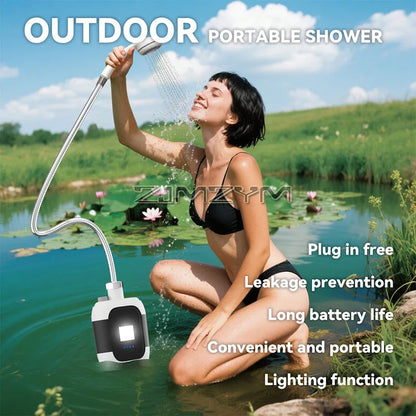 Electric Shower Pump Portable Rechargeable Waterproof Outdoor Camping Shower Kit With Light Booster Pump