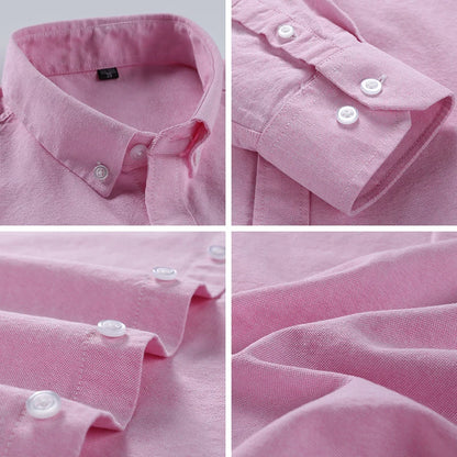 Large Size Full Men's Shirts 100% Pure Cotton Oxford Business Casual Shirt Soft Slim Fit Formal Plain Shirt Long Sleeve Clothes
