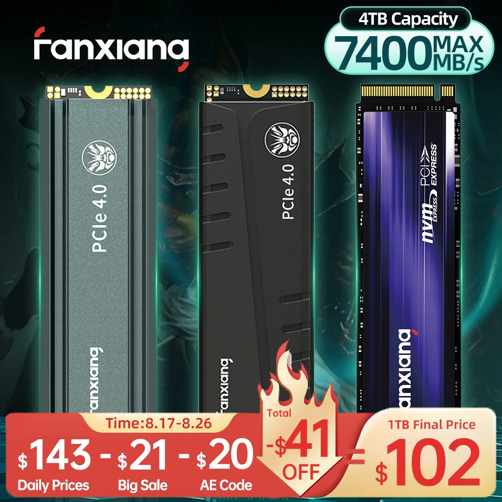 Fanxiang S660/S770/S880 SSD NVMe M2 PCIe4.0x4 1TB 2TB 4TB Internal Solid State Drive For PlayStation5/PS5 Desktop SSD Hard Disk