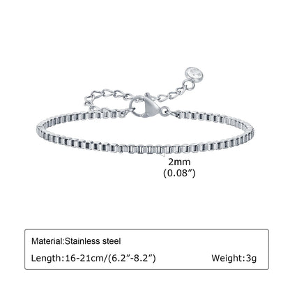 Women Chain Bracelet Silver Color, Stainless Steel Link Stackable Bracelets, Layered Waterproof Gifts