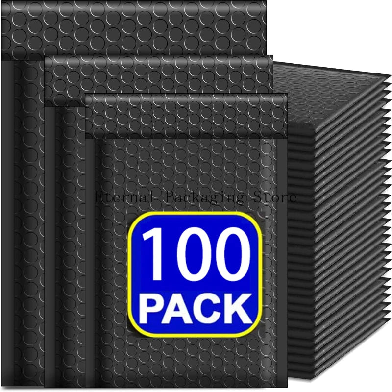 100Pcs Black Bubble Shipping Packaging Envelope Mailing Envelopes Mailer Envelope for Shipping Self Seal Bubble Mailer Packaging