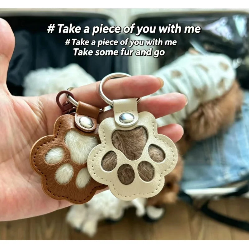 S27 Dog Hair Collector Keychain Leather Pet Memorial Gift Keepsake for Dogs and Cats Fur Storage Pendant Charm Gift Keychain