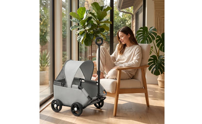 Four-Wheel Pet Stroller Compact Dog Stroller with Canopy Easy-to-Maneuver Roomy for Dogs, Outdoor Walks, Travel