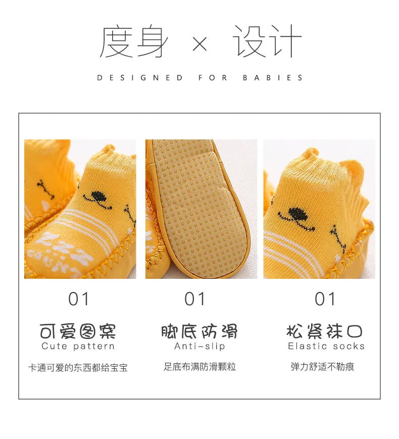 Baby Socks Shoes Infant Cute Cartoon Kids Boy Shoes Soft Rubber Sole Child Floor Sneaker BeBe Booties Toddler Girls First Walker