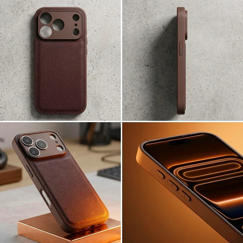 Business Moon Pit Texture Phone Case, Solid Color Full‑Coverage Shockproof Protective Cover for iPhone 17 Pro Max 16 15 14 13 12