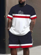New Plus Size Men's T-shirt And Shorts Set Summer Casual Daily Men's Short Sleeve Top Urban Street Men's Fashion T Shirt Shorts