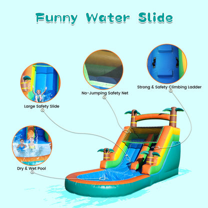 6.4m Commercial Inflatable Bounce House Tropical Water Slide Pool 950w Blower Children's playground, children's toys