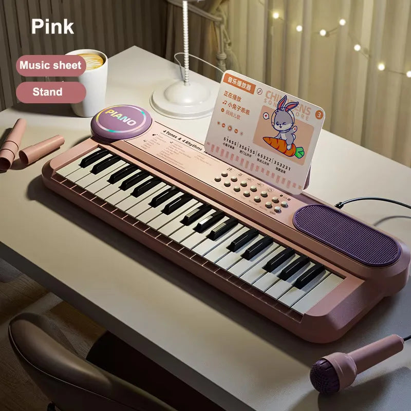 Children's Piano Keyboard 37 Keys Multifunctional Electronic Piano with Microphone Children's Early Education Educational Toys