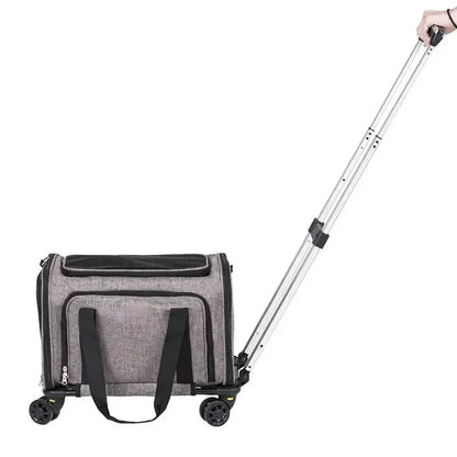 11.3kg Capacity - Foldable Pet Trolley Backpack - 600D Oxford Fabric - 4 Wheels & Storage Pockets - Ideal for Travel, Outings, Park, Shopping, Visiting - Portable Dog Cart