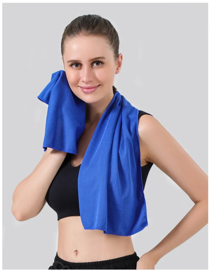 1pcs summer ice silk Towel Sports Instant Cooling Ice Towel Portable Outdoor Travel Fitness Running Swim Towel Silicone Bag