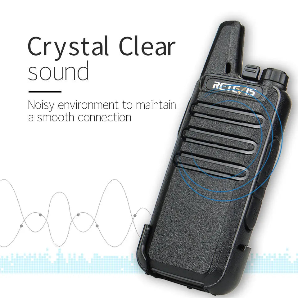 Retevis RT622 Mini Walkie Talkie 2pcs PMR446 Portable Two-way Radio PTT Walkie Talkies Communication Radio for Restaurant Hotel