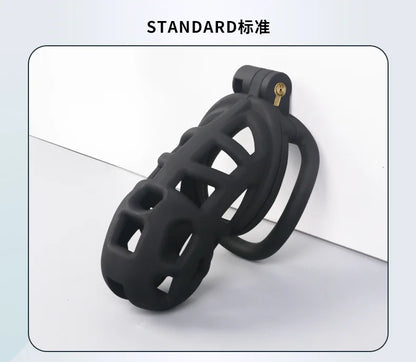 2026 New Chastity Lock Cage SM Flirting Breathable Resin Male Virginity Device Fetish Male Penis Lock with 4 Rings