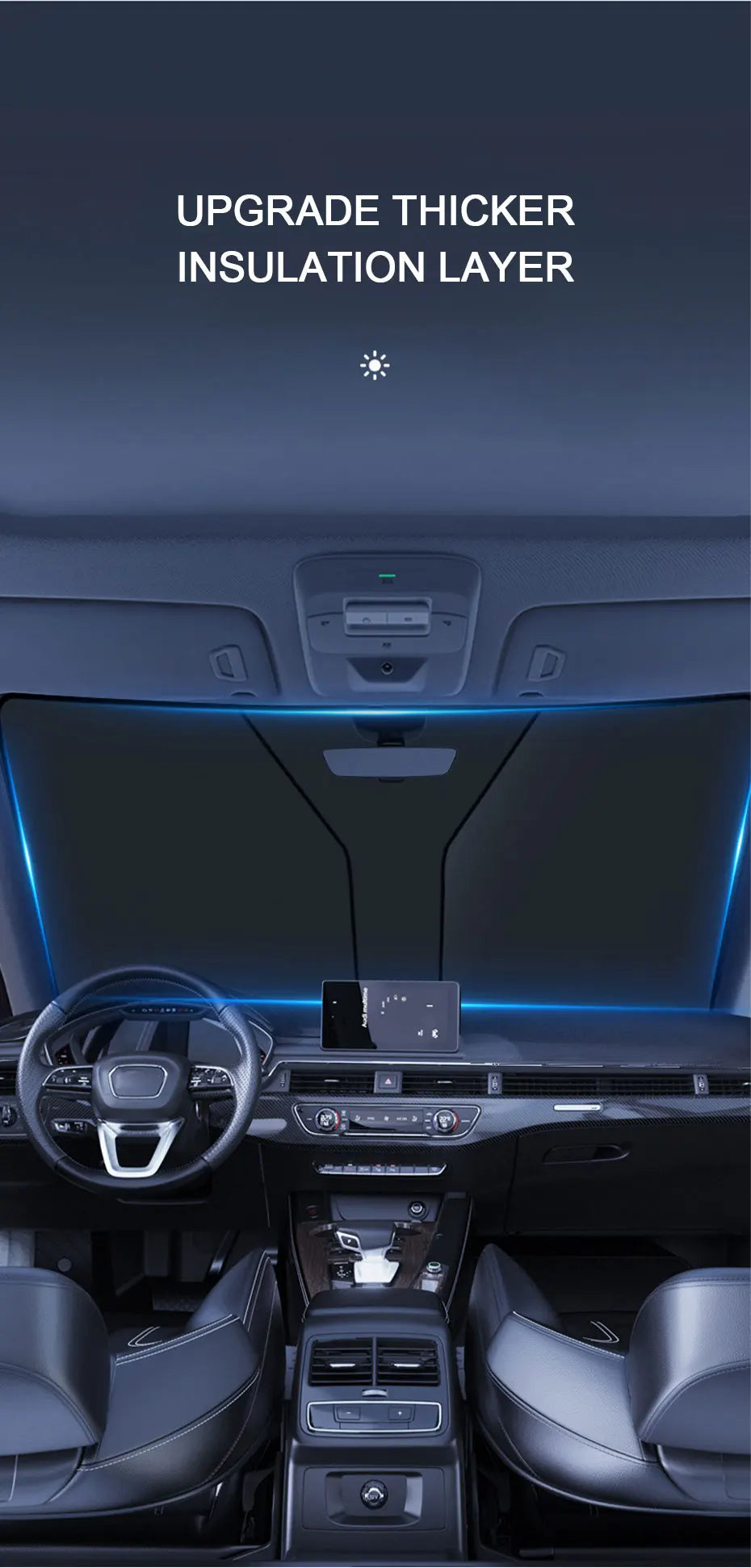 SEAMETAL Car Front Sunshades Foldable Windshield Sun Blocker Universal Fit for Car,Truck,SUV