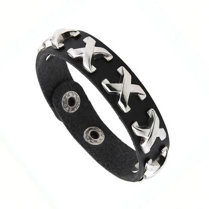 New Punk Dark PU Bracelet For Women Men Hip Hop Rock Chain Multi Layered Bracelet Trend Retro Gothic Jewelry Dancer Accessories