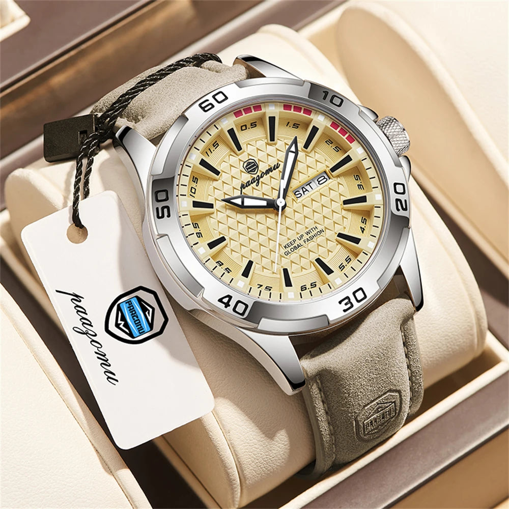PAAZOMU Man Luxury Brand Watch Waterproof Luminous Date Week Men's Quartz Wristwatch Stainless Steel Fashion Sports Men Watches