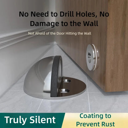 No-Drill Magnetic Door Stopper: Silicone Anti-Collision Buffer for Glass & Bedroom Doors - Windproof Floor Mount