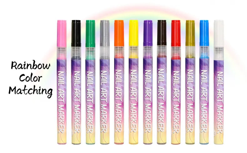Nail Art Markers Customised Specialised Needle Tube Nail Art Pens Hand-Drawn Outline Pen Acrylic Paint Pen Set Acrylic Paintbrus