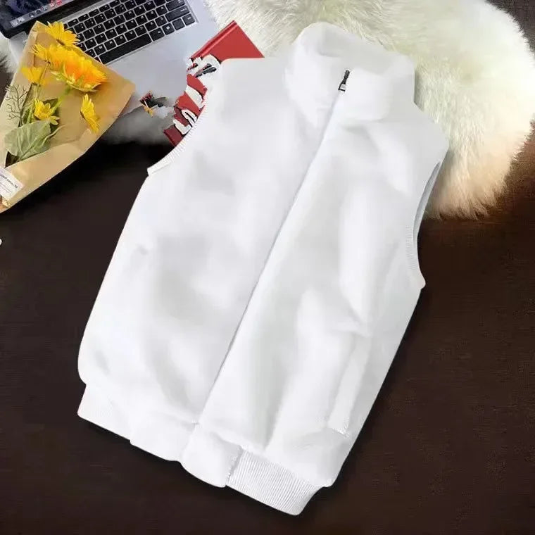 2026 Autumn Winter Men's Thicked Golden Velvet Warm Vest Fashion Solid Sleeveless Zipper Hooded Jacket Fake Fur Couple Waistcoat