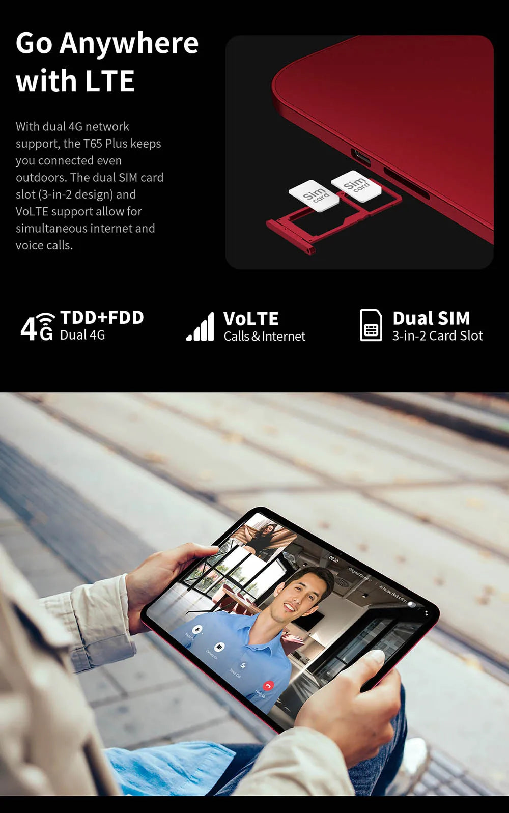 Teclast T65 Plus Tablet 13.4" 120Hz IPS Android 15 20GB RAM(8GB+12GB) 256GB ROM Helio G99 10000mAh 18W Fast Charging GPS T65Plus