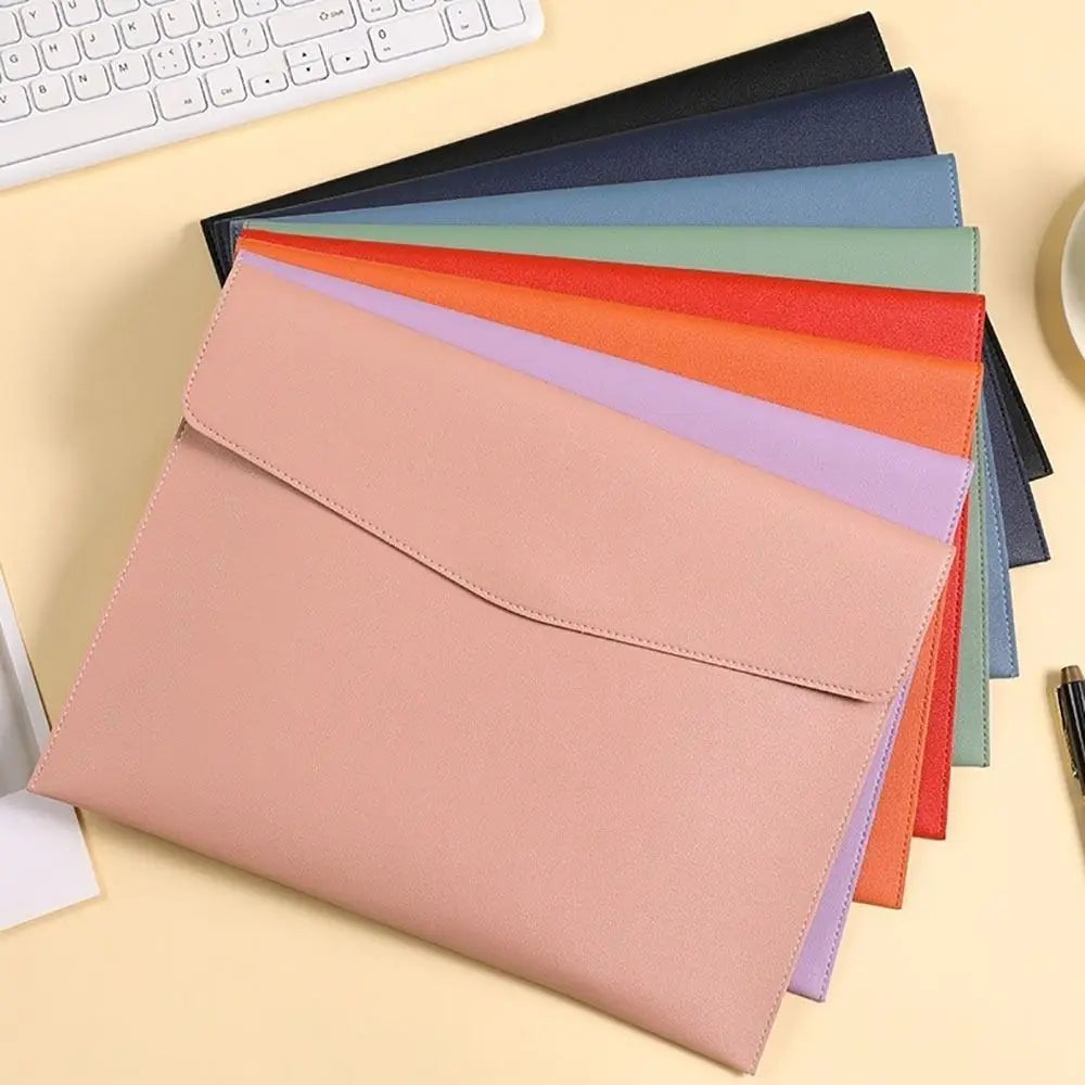 Stationery Dustproof Leather Leather Document Pouch Large Capacity A4 Leather File Folder File Bag for Men