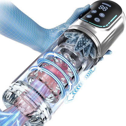 Automatic Male Masturbation Cup Thrusting Rotation Male Masturbator Sucking Licking Vacuum Penis Pump Real Pocket Pussy Sex Toys