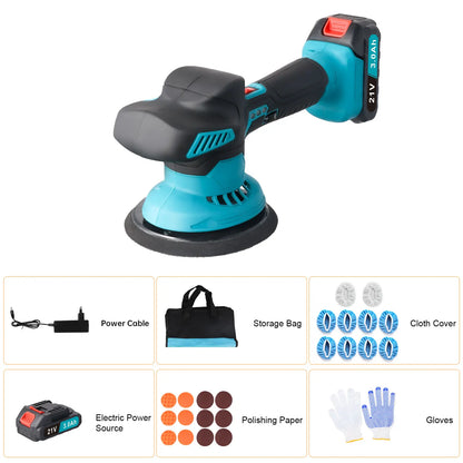 Podofo Car Polisher Waxing Machine 6 Adjustable Speeds with 2*21V Batteries Electric Rechargable Waxing Polishing Tool for Car